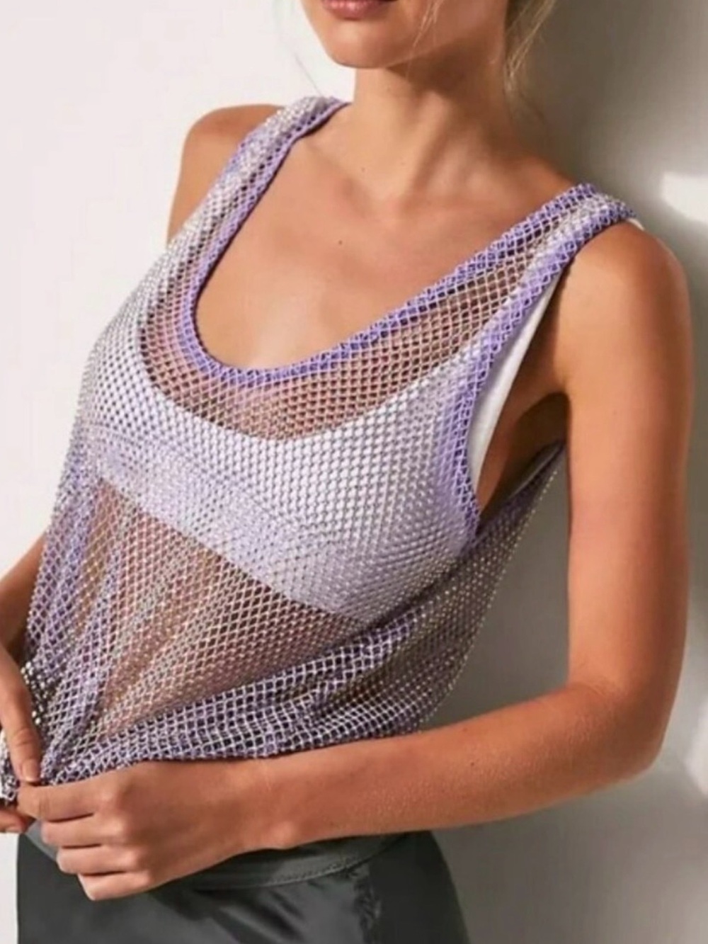 NWT Free People Filter Finish Cami Tank Top In Sparkly Purple Lilac Size XS
